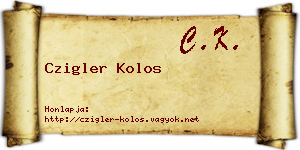 Czigler Kolos névjegykártya
